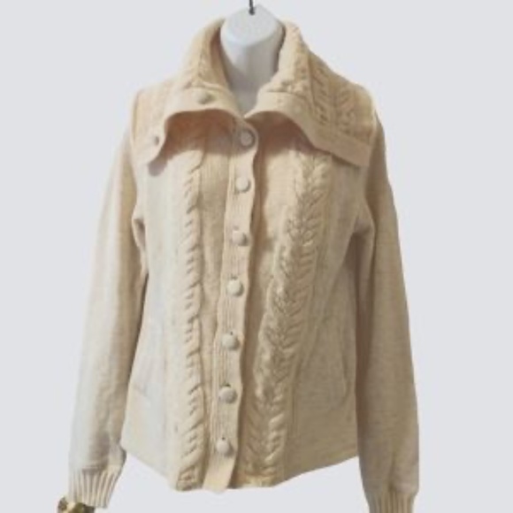 Anthropologie Saturday Sunday Cream Colored Cable Knit Cardigan - Picture 11 of 11